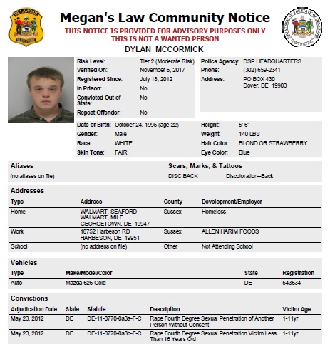 Homeless Sex Offender Notification Delaware State Police State Of