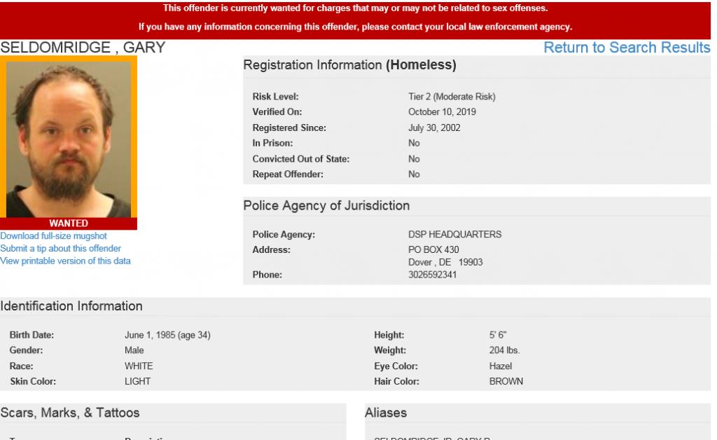 DSP S O A R Searching For Wanted Sex Offenders Delaware State Police