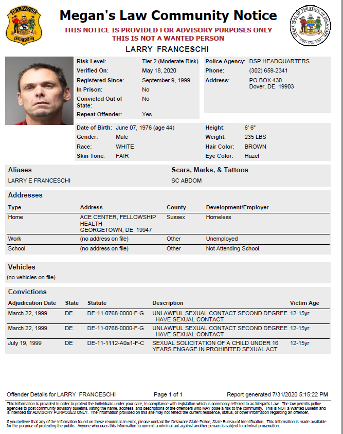 DSP S O A R Searching For Wanted Sex Offenders Delaware State Police
