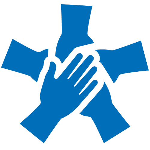 Icon of a group of hands coming together