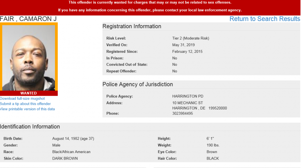 DSP S.O.A.R. Searching For Wanted Sex Offenders - Delaware State Police ...