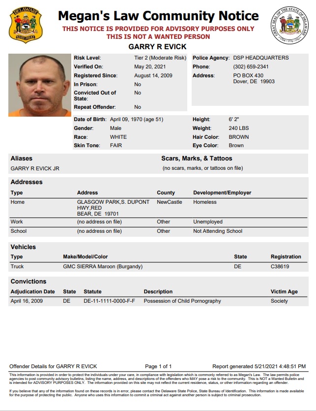 Homeless Sex Offender Notification Delaware State Police State Of Delaware