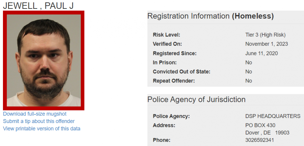 Homeless Sex Offender Notification - Delaware State Police - State of ...