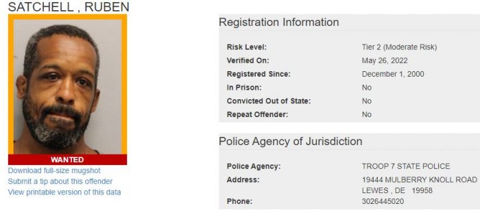 Ruben Satchell - Sex Offender Registry Status – Wanted