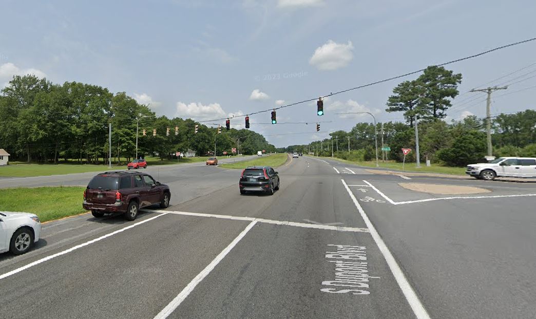 Google map screenshot of US-113 northbound at Wilson Road