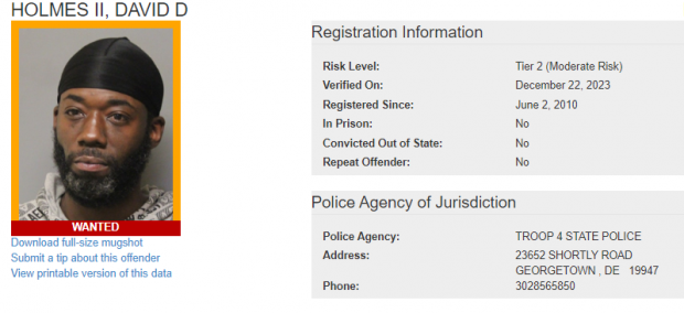 David Holmes - Sex Offender Registry Status – Wanted