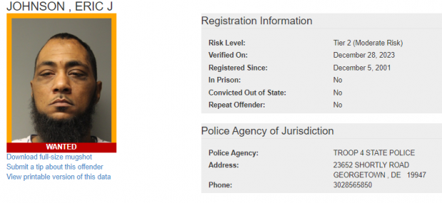 Eric Johnson - Sex Offender Registry Status – Wanted