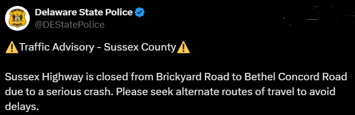 road closure tweet