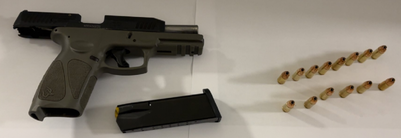 Evidence of a gun and ammunition