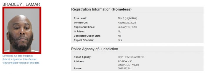 Lamar Bradley - Sex Offender Registry Status – Homeless