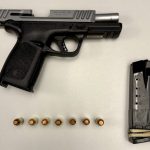 Image of 40mm handgun, magazine and ammunition