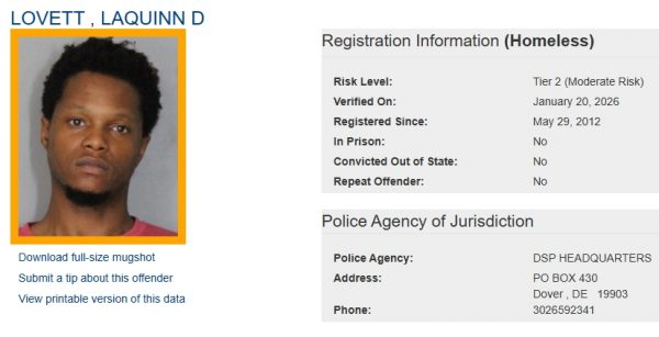 LaQuinn Lovett - Sex Offender Registry Status – Homeless