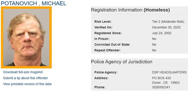Michael Potanovich Sex Offender Profile
