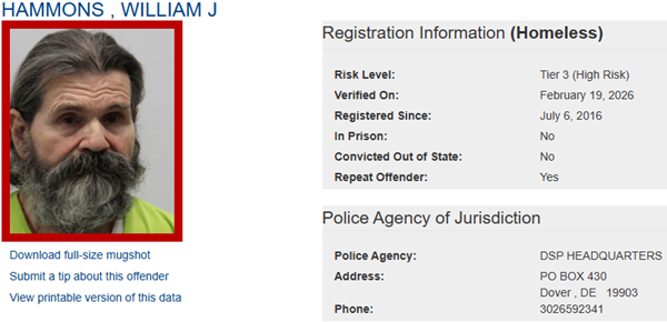 Sex Offender Profile for Williams Hammons