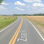 Screenshot of the Google Map image showing the location of the fatal accident. Zoar Road west of Governor Stockley Road