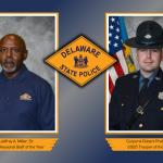 Graphic showing the portrait of the Trooper of the Year and Professional Staff of the Year for 2025