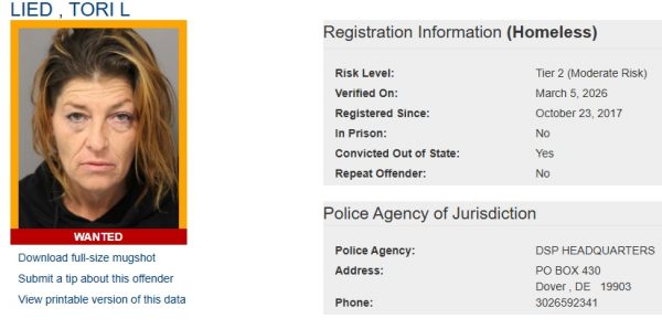 Tori Lied - Sex Offender Status - Wanted