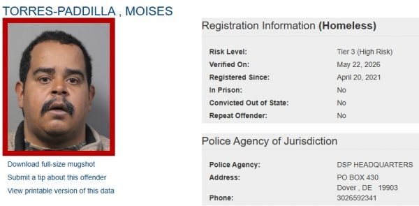 Screenshot of Homeless Sex Offender Registry Profile for Moises Torres-Paddilla