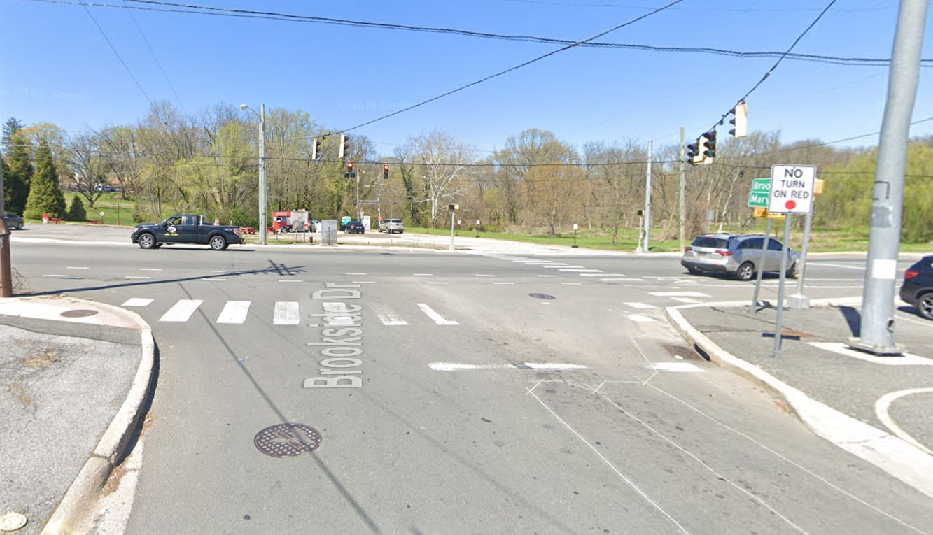 Screenshot from Google Maps of the intersection of Brookside Drive and North Maryland Avenue