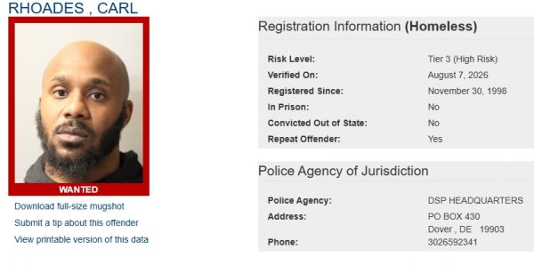 Screen shot of Carl Rhoades Sex Offender Status - Wanted