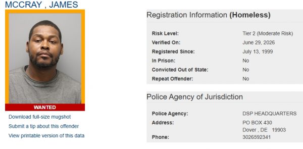Screen shot of James McCray Sex Offender Status - Wanted