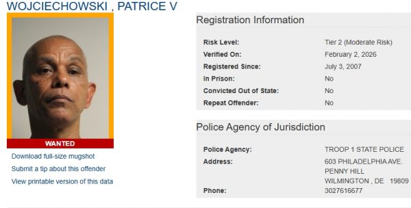 Screen shot of Patrice Wojciechowski Sex Offender Status - Wanted