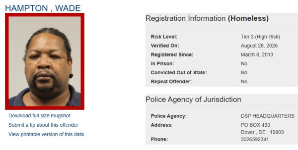 Screen shot of Wade Hampton Sex Offender Status - Homeless