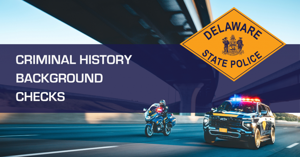 Trooper Tahoe & Motorcycle with text overlay "Criminal History Background Checks"