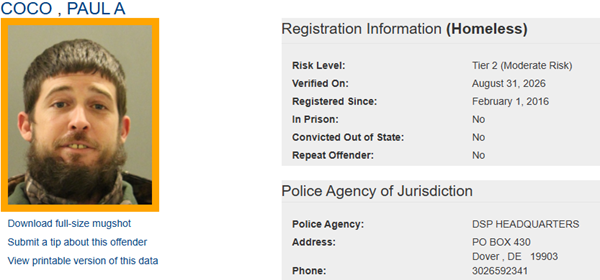 Screenshot of Sex Offender Profile