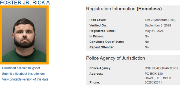 Screenshot of Sex Offender Profile for Rich Foster