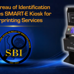 SMART-E Kiosk with text "State Bureau of Identification Introduces Smart-E Kiosk for Fingerprinting Services"