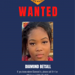 Delaware State Police wanted flyer featuring a photo of Diamond Betsill. The flyer asks anyone with information about her whereabouts to call 9-1-1 or DSP Troop 1 at (302) 761-6677, or submit a tip to Delaware Crime Stoppers.